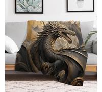 Elixir of Golden Dragon Printed Throw Blanket 50"x60" for Sofa Bed And Home | Soft home throw: clear full-colour motif, for the guest room; easy to fold, carry and store.