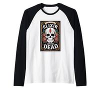 Elixir of The Dead Skull with Roses Raglan Baseball Tee