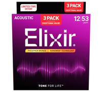 Elixir Phosphor Bronze Nanoweb 12-53 3 Pack