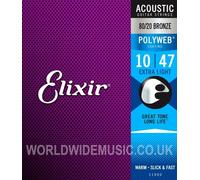 Elixir Strings 80/20 Bronze Acoustic Guitar Strings w POLYWEB Coating, Extra Light (.010-.047)