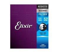 Elixir 11025 Strings 80/20 Bronze Acoustic Guitar Strings w POLYWEB Coating, Custom Light (.011-.052)