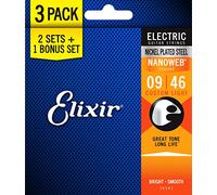Elixir Strings 16541 Nickel Plated Steel Electric Guitar Strings with Nanoweb Coating, Set of 3 Pieces