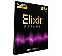 Elixir Strings, ATTUNE Acoustic Guitar Strings, Phosphor Bronze, Longest-Lasting Crisp and Clear Tone with Natural Feel, 6 String Set, Light 12-53