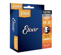 Elixir Strings - Nickel Plated Steel Electric Guitar Strings with NANOWEB Coating - Elixir Electric Guitar Strings - 3 Pack, Super Light 9-42