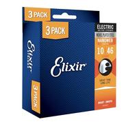Elixir Strings - Nickel Plated Steel Electric Guitar Strings with NANOWEB Coating - Elixir Electric Guitar Strings - 3 Pack, Light 10-46