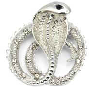 Elixir77UK Silver Colour Cobra Snake Viper Fashion Gift Pin Brooch with Plain Crystals
