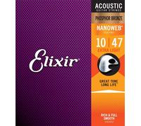 ELIXLR Elixir 16002 Strings Phosphor Bronze Acoustic Guitar Strings w NANOWEB Coating, Extra Light (.010-.047)