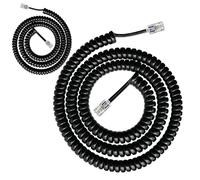 Elixvane 2PCS Uncoiled Telephone Handset Cable, Anti-Tangle Landline Phone Cord Coiled Length 1.2 to 10 Feet RJ9 Plug to RJ9 Plug Extension Landline Wire with 4P4C Connectors for Office Home, Black