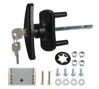 Elixvane Garage Door Lock Set Black Powder Coated T Handle Lock with 2 Keys Zinc Alloy Steel Universal Replacement Shed Door Puller Parts for Roller Shutter Parking Gate Patio Front Doors