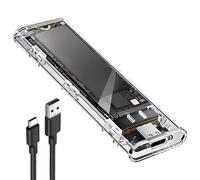 Elixvane M.2 NVMe SSD Enclosure USB 3.1 Gen 2 10Gbps Tool-Free Installation NVMe SATA External Hard Drive Adapter for 2230/2242/2260/2280 SSDs Support UASP TRIM M & M+B Key (Transparent)