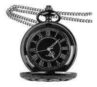 Elixvane Men's Vintage Pocket Watch with Chain Christmas Gifts for Men Stylish Roman Numeral Dial Quartz Fob Watch Black Hollow Out Pocket Watches for Xmas/Birthday/Anniversary/Valentine's Present