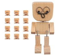 Elixvane Shaking Wooden Man Figurine for Car Dashboard Accessories, Father's Day Handmade 12 Expressions Bobble Head Toy, Funny Stress Relief Desk Ornament & Unique Gift for Men Women Drivers