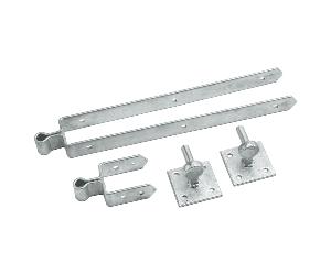 Eliza Tinsley 24" Galvanised Double Strap Plate Field Gate Hinge Galvanised gate Hangers on 101mm plates set