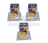 Eliza Tinsley 3 X Fence Post Holder Support Bolt Down Shoe Anchor Wedge Grip Galvanised For 100mm X 100mm Posts (4") Swiftpost, Pack Of 3