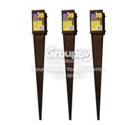 Eliza Tinsley 3 X Fence Post Holder Support Drive Down Spike Clamp Grip Brown For 75mm X 75mm Posts, 750mm Spike (3" X 30") Swiftpost, Pack Of 3