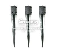 Eliza Tinsley 3 X Fence Post Holder Support Drive Down Spike Clamp Grip Galv For 100mm X 100mm Posts, 750mm Spike (4"x30") Swiftpost, Pack Of 3