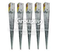 Eliza Tinsley 3 X Fence Post Holder Support Drive Down Spike Galvanised For 50mm X 50mm Posts, 450mm Spike (2" X 18") Swiftpost, Pack Of 3