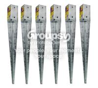 Eliza Tinsley 3 X Fence Post Holder Support Drive Down Spike Galvanised For 50mm X 50mm Posts, 450mm Spike (2" X 18") Swiftpost, Pack Of 3