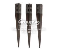 Eliza Tinsley 3 X Fence Post Holder Support Drive Down Spike Wedge Grip Brown For 100mm X 100mm Posts, 750mm Spike (4"x30") Swiftpost, Pack Of 3