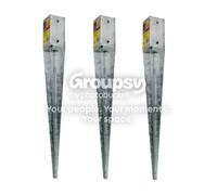 Eliza Tinsley 3 X Fence Post Holder Support Drive Down Spike Wedge Grip Galv For 75mm X 75mm Posts, 600mm Spike (3"x24")) Swiftpost, Pack Of 3