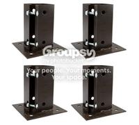 Eliza Tinsley 4 X Fence Post Holder Support Bolt Down Shoe Anchor Clamp Grip Brown For 50mm X 50mm Posts (2") Swiftpost, Pack Of 4