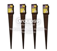 Eliza Tinsley 4 X Fence Post Holder Support Drive Down Spike Clamp Grip Brown For 75mm X 75mm Posts, 600mm Spike (3" X 24") Swiftpost, Pack Of 4