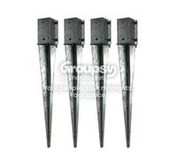 Eliza Tinsley 4 X Fence Post Holder Support Drive Down Spike Clamp Grip Galv For 100mm X 100mm Posts, 750mm Spike (4"x30") Swiftpost, Pack Of 4