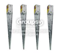 Eliza Tinsley 4 X Fence Post Holder Support Drive Down Spike Wedge Grip Galv For 75mm X 75mm Posts, 600mm Spike (3"x24")) Swiftpost, Pack Of 4
