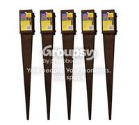 Eliza Tinsley 5 X Fence Post Holder Support Drive Down Spike Clamp Grip Brown For 75mm X 75mm Posts, 750mm Spike (3" X 30") Swiftpost, Pack Of 5
