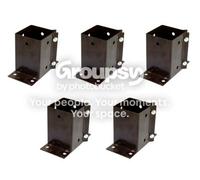 Eliza Tinsley 5 X Fence Post Holder Support Flush Fit Shoe Anchor Clamp Grip Brown For 75mm X 75mm Posts (3") Swiftpost, Pack Of 5
