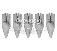 Eliza Tinsley 5 X Fence Repair Post Holder Support Drive Down Spike Clamp Grip Galvanised For 75mm X 75mm (3") Posts, Swiftpost, Pack Of 5