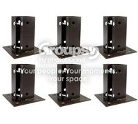 Eliza Tinsley 6 X Fence Post Holder Support Bolt Down Shoe Anchor Clamp Grip Brown For 90mm X 90mm Posts (3.5") Swiftpost, Pack Of 6