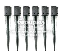 Eliza Tinsley 6 X Fence Post Holder Support Drive Down Spike Clamp Grip Galv For 100mm X 100mm Posts, 750mm Spike (4"x30") Swiftpost, Pack Of 6