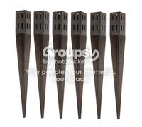 Eliza Tinsley 6 X Fence Post Holder Support Drive Down Spike Wedge Grip Brown For 100mm X 100mm Posts, 750mm Spike (4"x30") Swiftpost, Pack Of 6