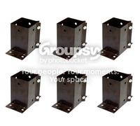 Eliza Tinsley 6 X Fence Post Holder Support Flush Fit Shoe Anchor Clamp Grip Brown For 100mm X 100mm Posts (4") Swiftpost, Pack Of 6