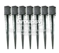 Eliza Tinsley 7 X Fence Post Holder Support Drive Down Spike Clamp Grip Galv For 75mm X 75mm Posts, 600mm Spike (3" X 24") Swiftpost, Pack Of 7