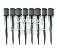 Eliza Tinsley 8 X Fence Post Holder Support Drive Down Spike Clamp Grip Galv For 75mm X 75mm Posts, 600mm Spike (3" X 24") Swiftpost, Pack Of 8
