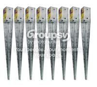 Eliza Tinsley 8 X Fence Post Holder Support Drive Down Spike Wedge Grip Galv For 100mm X 100mm Posts, 750mm Spike (4"x30") Swiftpost, Pack Of 8