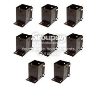 Eliza Tinsley 8 X Fence Post Holder Support Flush Fit Shoe Anchor Clamp Grip Brown For 75mm X 75mm Posts (3") Swiftpost, Pack Of 8