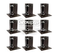 Eliza Tinsley 9 X Fence Post Holder Support Bolt Down Shoe Anchor Clamp Grip Brown For 90mm X 90mm Posts (3.5") Swiftpost, Pack Of 9