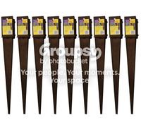 Eliza Tinsley 9 X Fence Post Holder Support Drive Down Spike Clamp Grip Brown For 70mm X 70mm Posts,600mm Spike (2.75"x24") Swiftpost, Pack Of 9