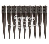 Eliza Tinsley 9 X Fence Post Holder Support Drive Down Spike Wedge Grip Brown For 100mm X 100mm Posts, 750mm Spike (4"x30") Swiftpost, Pack Of 9