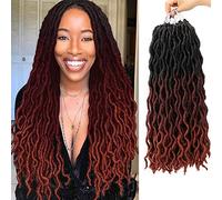 Eliza Wavy Gypsy Locs Ombre Crochet Hair, 18 Inches, 8 Packs/Lot Goddess Locs 100% Kanekalon Fibre Faux Locs African Roots Dreadlocs Synthetic Braiding Hair Extensions for Black Women (18 Inches