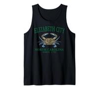 Elizabeth City NC Claw Crab Town Since 1793 Green Letters Tank Top