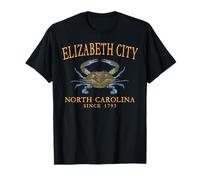 Elizabeth City NC Crab Town Since 1793 Orange Letters T-Shirt