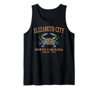 Elizabeth City NC Crab Town Since 1793 Orange Letters Tank Top