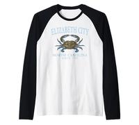 Elizabeth City NC Crab Town Since 1793 Pale Blue Letters Raglan Baseball Tee