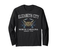 Elizabeth City North Carolina Crab Since 1793 White Letters Long Sleeve T-Shirt