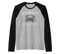 Elizabeth City North Carolina Crab Since 1793 White Letters Raglan Baseball Tee