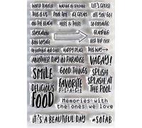Elizabeth Craft Designs 644920 Clear Stamp Vacay Phrases, Black/White, 4 x 6